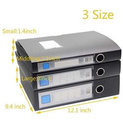 H&W 3 Pack, A4 Storage Archives Cases File Boxes Plastic with Lid, Boxes File, Height 35 55 75mm,Black (WG3-Z3)