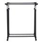 Double Rail Adjustable Garment Rack Portable Rolling Clothes Hanger with Shoe Rack