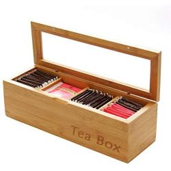 Tea Boxes Storage Organizer Made of Natural Bamboo