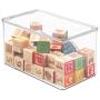 mDesign Stackable Closet Plastic Storage Bin Boxes with Lid - Container for Organizing Childs/Kids Toys, Action Figures, Crayons, Markers, Building Blocks, Puzzles, Crafts - 7" High, 4 Pack - Clear