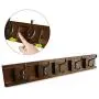 NIKKY HOME Wall Mounted Movable Coat Rack Hanger 5 Dual Hooks for Bags Clothes in Hallway Entryway Bedroom Bathroom, Dark Brown