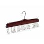 Amber Home Gugertree Wooden Collection Multifunctional Closet Accessories 12 Belt and Tie Hanger Cherry Color (Chrome Hook)