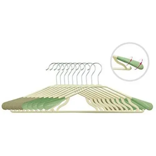 VECKLI Non-Slip Clothes Hangers, Wide Shoulder, Closet Space Saving, Pack of 10