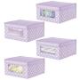 mDesign Soft Stackable Fabric Closet Storage Organizer Holder Boxes - Clear Window, Attached Lid, for Child/Kids Room, Nursery - Polka Dot Print - 4 Pack - Wisteria/Light Purple mDesign Soft Stackable Fabric Closet Storage Organizer Holder Boxes - Clear Window, Attached Lid, for Child/Kids Room, Nursery - Polka Dot Print - 4 Pack - Wisteria/Light Purple