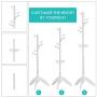 Vlush Rubber Wood Coat Rack Free Standing, 11 Hooks Hallway/Entryway Coat Hat Tree Coat Hanger for Clothes, Suits, Accessories, White