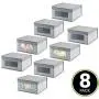 mDesign Soft Stackable Fabric Closet Storage Organizer Holder Boxes - Clear Window, Attached Lid, for Child/Kids Room, Nursery - Textured Print - Small, 8 Pack - Gray mDesign Soft Stackable Fabric Closet Storage Organizer Holder Boxes - Clear Window, Attached Lid, for Child/Kids Room, Nursery - Textured Print - Small, 8 Pack - Gray