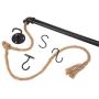 MyGift 48 Inch Industrial Black Metal Pipe and Adjustable Rope Hanging Garment Rack Retail Clothing Display