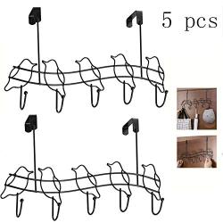 HJYPYJ Magic Hanger,Wall-Mounted Iron Folding Hanger,Space-Saving Organizer Hangers,It Applies to The Door Balcony Bathroom Not Easy to Rust/Black / 5 pcs