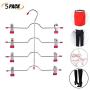 GQQG Pants Hangers with Clips Space Saving Multi Layer Trousers Skirt Hangers Magic Hanger Metal Heavy Duty Closet Clothes Hangers (Color : Pink, Size : 5pack)