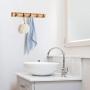 LANGRIA Wall Mounted Floating Coat Rack with Foldable 5 Hooks Storage Shelf for The Clothes and Hat