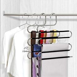 PENGKE 6 Pack Pants Hangers S Shape Stainless Steel Clothes Hangers Closet Organizer for Pants Jeans Scarf,15 x14.2 inch (Renewed)