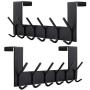 Dseap Over The Door Hook Hanger, Over The Door Towel Rack, for Coat Clothes Hat Towel Bathroom, Black, 2 Packs