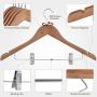 IEOKE Suit Hangers Premium Wooden Hangers with Chrome Clips, Wide Shoulders for Dress, Coat, Heavy Clothes (12 Pack)