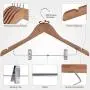 IEOKE Suit Hangers Premium Wooden Hangers with Chrome Clips, Wide Shoulders for Dress, Coat, Heavy Clothes (12 Pack)