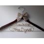 Rustic Wedding Hanger, Wedding Hanger, Bridal Hanger with Date, Personalized Custom Bridal Hanger, Brides Hanger, Name Hanger, Wedding Hanger With Bow, With Hearts, Burlap