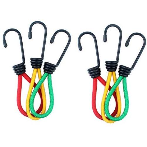 Haidong 6Pcs Outdoor Camping Tents Bungee Cord Elastic Rope Fixed Strap with Wide Opening Hooks for Camping Hiking Trunks Luggage Racks Clothes Hanger