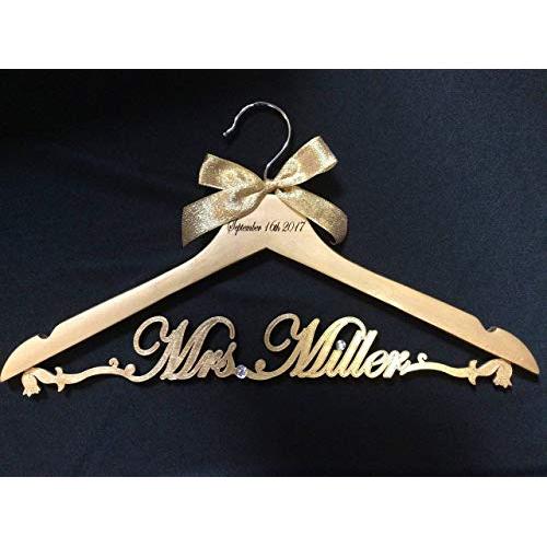 Bride dress hanger gold Personalized, Custom Mrs. hanger