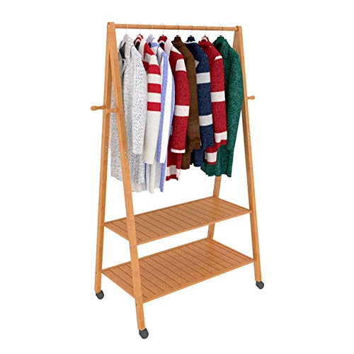 Cxjff Floor Standing Coat Rack Hanger Clothes Movable 4 Hooks Shelves Easy Install Bamboo, 3 Styles, 3 Sizes Optional (Color : C, Size : 80X45X165CM)