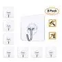 YITONGDA Adhesive Hooks,Wall Hooks Utility Adhesive Nail Free Sticky Hangers with Stainless Hooks,Transparent Reusable Seamless Hooks,Heavy Duty Self Adhesive Hooks 22lb(Max),8 Pack