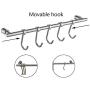 Movable Row Hook SUS304 Stainless Steel - General Purpose Storage Racks - Wall Mounted Coat Hooks - Towel Rack for Bathroom - Behind The Door Organizer Clothes Rack - Key Broom Hanger