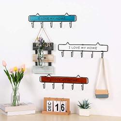 Wall Mounted Clothes Hanger Rack, Wood Retro Storage Rack for Clothes Organizer Hanger Hanging Holder for Bedroom Bathroom(6 Hooks,Brown)