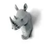 HERNGEE Rhino Head Single Wall Hook/Hanger Animal Shaped Coat Hat Hook Heavy Duty, Rustic, Decorative Gift, Grey