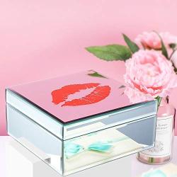 Mirrored Jewelry Boxes for Women and Girls,Personalized Jewelry Organizer with Romantic Lights,Display Storage Boxes (Mirrored Red Lip) … …