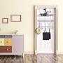 Coat Rack, MILIJIA Over The Door Hanger with Mesh Basket, Detachable Storage Shelf for Towels, Hats, Handbags, Coats (Chrome-2 Layer)