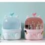 Sooyee Cat Shape Makeup Organizer, Modern Jewelry and Cosmetic Storage Display Boxes with Heart Shaped Handle, Waterproof Dustproof Design Great for Bathroom, Dresser, Vanity and Countertop (Pink)