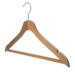 NAHANCO SL70017WB20 17" Slim Line Space Saving Wooden Suit Hanger with Pant Bar (Pack of 20) Natural