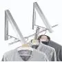 TOOGOO Folding Clothes Hanger Adjustable Drng Rack Retractable Coat Hanger Home Storage Organir Instant Clot, Wall Mounted with Screws,Matte Polished Aluminum alloy2 Packs