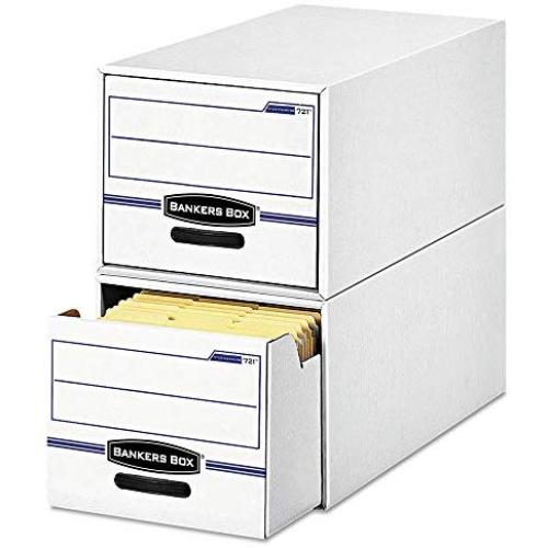 Bankers Boxes 00721 Stor/drawer File Drawer Storage Box, Letter, White/blue, 6/carton