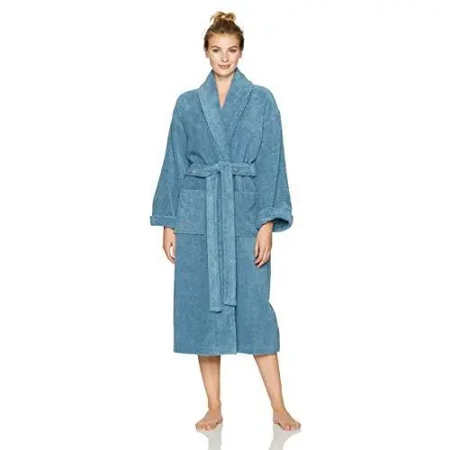 Pinzon Terry Bathrobe 100% Cotton, Marine, Small / Medium
