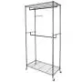 Hommoo Clothes Hanger Garment Rack Adjustable Metal Garment Rack Double Rod Rolling Closet Organizer Shelf with Lockable Wheels,Black