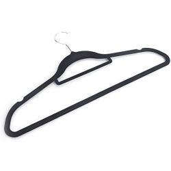 YEVIOR 100pcs 17.71 X 0.2 X 9.65 Inch Plastic Flocking Clothes Hangers with Rail Black