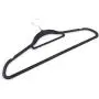 JUPAI 100pcs 450.524.5 Plastic Flocking Clothes Hangers with Rail Velvet Hangers Heavy Duty - Non Slip -Space Saving Clothes Hangers Black