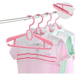 Liyes Plastic Hangers, Dry Wet Clothes Clothes Tree, Telescopic Durable Hanger Space-Saving Clothes Stand with Non-Slip Pads Adjustable Cushion Clips for Coat, Jacket, Dress, Shirt (Pink)