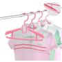 Liyes Plastic Hangers, Dry Wet Clothes Clothes Tree, Telescopic Durable Hanger Space-Saving Clothes Stand with Non-Slip Pads Adjustable Cushion Clips for Coat, Jacket, Dress, Shirt (Pink)