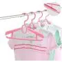 Liyes Plastic Hangers, Dry Wet Clothes Clothes Tree, Telescopic Durable Hanger Space-Saving Clothes Stand with Non-Slip Pads Adjustable Cushion Clips for Coat, Jacket, Dress, Shirt (Pink)