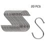 S Shaped Hooks Hanging 5 Size Stainless Steel Hooks Hangers for Kitchenware Pan Pots Utensils Clothes Bags Towels Plants Kitchen, Work Shop, Bathroom, Garden 20PCS