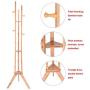 Kasenxet Bamboo Tree Garment Clothes Coat Hat Umbrella Portable Hanger Stand Rack with 3-Tier Storage Shelves and Hooks