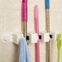 Cavoli Strong Sucker Mop Holder Wall Mounted Mop and Broom Hanger - Kitchen&Garden&Garage Suction Cup Organizer with 3 Positions 2 Hooks,White