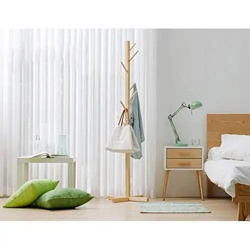 PLLP Drying Rack Hangers Coat Racks Simple Cross Base Solid Wood Childrens Clothes Rack Living Room Bedroom Hangers Storage Clothes Rack