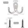 18 Pcs Double Prong Robe Hook Retro Cloth Hanger with 40 Pieces Screws, Heavy Duty Wall Mount Coat Hook, Door & Wall Robe Dress Hat Clothes Garment Hangers Towel Rack in Matte Nickel,Silver