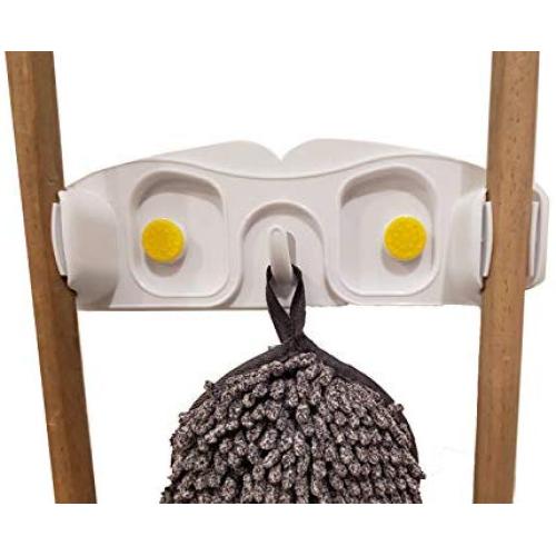 Broom, Mop & Cleaning Cloths Hanger Rack Organizer | Wall Mounted Hook 2 Pack