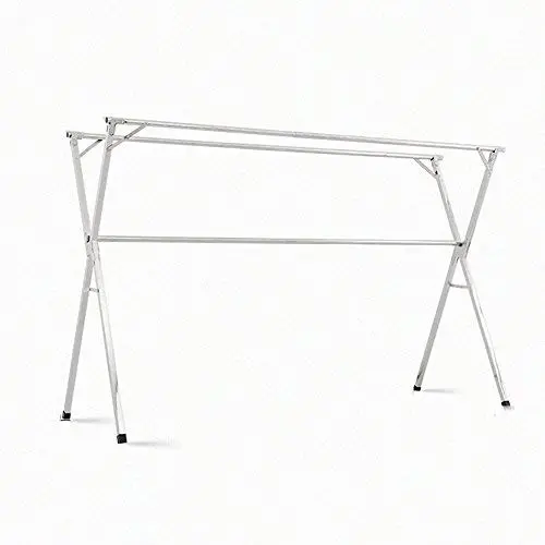 LiuJianQin Drying rack? ZXQZ Clothes Rack/Folding / Telescopic Double Pole/Stainless Steel Clothes Hanger/Outdoor Balcony X-type Clothes Hanger Clothes hanger? (Size : 2.4m)