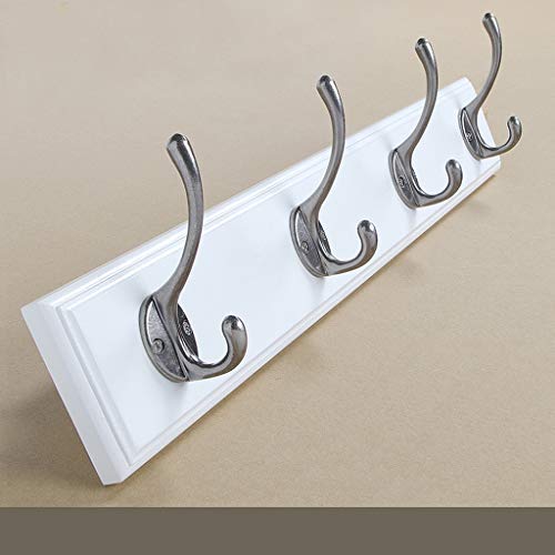 YJLGRYF 丨Clothes Hook Clothes Hook Wall Hook Hanger Row Hook Wall Hanging Coat Hook Robe Hat Clothes Towel Heavy Hook Hanger Rack Robe (Color : White, Size : 4 Hooks)