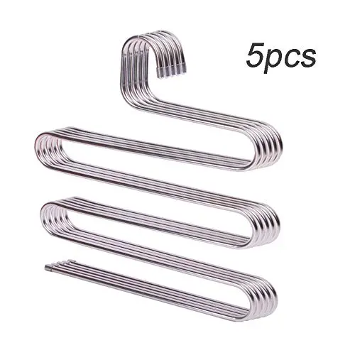 DGSD 5 Pack,S-Shape Multi-Purpose Hangers,5 Layers Pants Clothes Rack for Closet Organization Space Saving - for Trousers,Tie,Scarf DGSD 5 Pack,S-Shape Multi-Purpose Hangers,5 Layers Pants Clothes Rack for Closet Organization Space Saving - for Trousers,Tie,Scarf