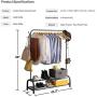 Clothing Garment Rack with Shelves, Metal Cloth Hanger Rack Stand Clothes Drying Rack for Hanging Clothes,with Top Rod Organizer Shirt Towel Rack and Lower Storage Shelf for Boxes Shoes Boots, Black