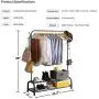 Clothing Garment Rack with Shelves, Metal Cloth Hanger Rack Stand Clothes Drying Rack for Hanging Clothes,with Top Rod Organizer Shirt Towel Rack and Lower Storage Shelf for Boxes Shoes Boots, Black